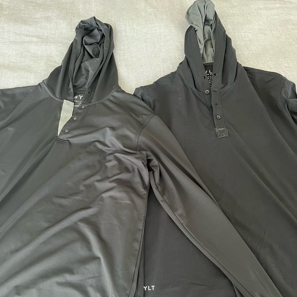Set Of 2 BYLT Henley Long Sleeve Shirts Size Medium Black